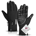 krosa -10℉ Winter Gloves Men Women, 10 Touchscreen Fingers Snow Ski Gloves, Waterproof Cold Weather Gloves (XXL, Black)