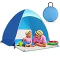 Zenoplige Pop Up Tent, UPF 50+ Beach Tent for 1-3 Person, Foldable Outdoor Lightweight Waterproof Sun Shelter, Beach Tent Pop Up for Adults, Baby, Pets with Carry Bag