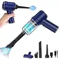 Gmoher Cordless Vacuum Cleaner, Mini Car Vacuum, Small Handheld Vacuum Rechargeable 2 in 1 Sucking Blowing Tiny Portable Hand Held Vacuuming with 2 Filters, Blue