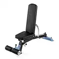 CAPITAL SPORTS Compactar Plus - Banco musculación, Banco Abdominales Ajustable, Rack musculación inclinable, Capacidad Carga máxima 500 kg, Acolchado, Estructura metálica, Ruedas de Transporte, Negro