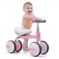 Baby Balance Bike Children Walker 18 Months+ Baby Bicycle No Padel Infant 4 Wheels Riding Toys for 18 Months+ Boys Girls (Pink)