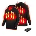 Heated Hoodie Jacket for Men and Women (Unisex) with USB 10000mAh 5V Battery Pack Lightweight Windproof Winter Outdoor Coat