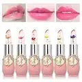 Mengxin 6 Stück Gelee Lippenstift mit Blume Drin Transparente PH Lippenstift Farbwechsel Jelly Lipstick Wasserfest Temperatur Lippenbalsam Lang Anhaltende Geburtstag Weihnachten Geschenk (6 Farbe)