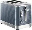 Russell Hobbs 24373 Grey Inspire 2 Slice Toaster, Wide Slot with Frozen, Cancel and Reheat Settings, High Gloss Chrome Accents, 1050 W