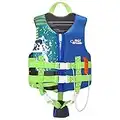 HeySplash Swim Vest for Kids, Child Size Watersports Kids Swim Vest Toddler Floatie Trainer Vest with Survival Whistle, Easy on and Off, Indigo, Medium (Fit 37-55 lb)