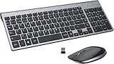 Teclado y Ratón Inalámbrico QWERTY Español Ergonómico Teclado Inalámbrico Ratón Silencioso Portátil para PC/Laptops/Smart TV - Nero