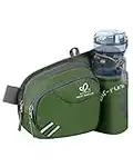 Waterfly Sac Banane Sacoche Banane de Sport Ceinture de Course avec Porte Bouteille pour Homme et Femme (Vert)