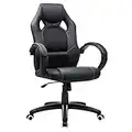 SONGMICS Racing Silla de Escritorio de Oficina Ergonómica Regulable con Ruedas, OBG56B, Negro, 70*66.5*(107-117)