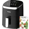 Air Fryer, Fabuletta 9 Cooking Functions Electric Air Fryers, Shake Reminder, Powerful 1550W Electric Hot Air Fryer Oilless Cooker, Tempered Glass Display, Dishwasher-Safe & Nonstick, 4 Quart Air Fryer