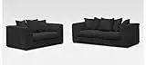 Black 3+2 Seater Sofa settee - Jumbo Cord fabric sofas - scatter back suite - Luxury 3 2 sofa set for living rooms - Delivery All over UK (3+2 Seater sofa)