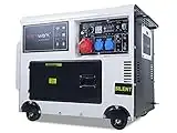 Diesel Stromerzeuger Notstromaggregat 5kW Nennleistung 8,8 PS Dieselmotor Silent Elektrostart mit Starterbatterie 2x230 V 1x 400V Stromgenerator Starkwerk SW 6000 D Silent