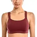 SYROKAN Donna Reggiseno Sportivo Alto Impatto a Doppio Strato Senza Ferretto Rosso Scuro 6B