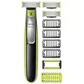 Philips Norelco OneBlade Face + Body Hybrid Electric Trimmer and Shaver (Value Bundle w/ 3 Blades, 4 Stubble Combs, Skin Guard, Body Comb) QP2630/60 (Black/Silver)