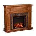 SEI Furniture Belleview Faux Stone Electric Hidden Media Shelf Fireplace, Sienna