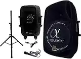 Alphasonik 15" Powered 2800W PRO DJ Amplified Loud Speaker Bluetooth USB SD Card AUX MP3 FM Radio PA System LED Ring Karaoke Feature Mic (Main Monitor, Band, Church, Party, Guitar Amp) w/Tripod Stand