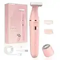 Electric Razor for Women, [2 in 1] Womens Shaver for women Face Legs and Underarm, Portable Bikini Trimmer Ladies Shaver, IPX7 Waterproof Wet and Dry Hair Removal, Type C USB Recharge Pink