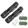 GUODSKHOO LED Torches Rechargeable Tactical Flashlights High Lumen Super Bright Mini Small Pocket Torch 3 Modes Handheld Lantern Light for Camping Hiking Fishing Outdoor Activities (2 Pack)