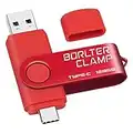 Clé USB Type C 128 Go, BorlterClamp Mémoire Stick Double Connecteur USB C 3.0 U Disque Flash Drive pour Smartphone Android Samsung S10/S9/S8, Huawei Honor, LG, Tablette et Ordinateur (Rouge)