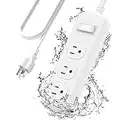 Outdoor Power Bar Weatherproof Surge Protector with 6Ft Long Extension Cord and 3 AC Outlets Socket Charging Station, Waterproof and Childproof Power Strip for Yard Lighting, Patio