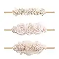 mligril Baby Girl Flower Headbands Set-Elastic Hair Band Crown Flower Wraps for Newborn Infant Toddler 3Pcs