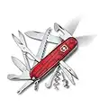 Victorinox Huntsman Lite Swiss Army Pocket Knife, Medium, Multi Tool, 21 Functions, Blade, LED, Red Transparent