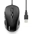 TECKNET Wired Mouse, Mice Wired Optical USB Computer Mouse With 3600 DPI Tracking, Gaming Grade Sensor, 6 Buttons, Business Office Mouse PC/Laptop, Great Mouse for Graphic Design – Black