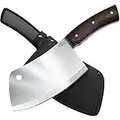 Grand Way Best Butcher Knife - Cleaver Knife - Big Fixed Blade Knife Meat Bone Vegetable Fruit Knife - Indoor Outdoor Cooking Utensil - Chef's Knives Camping Kithcen Knofe for Men Women FBCB 01