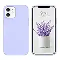 DUEDUE iPhone 12 Case,iPhone 12 Pro Case,Liquid Silicone Soft Gel Rubber Slim Cover with Microfiber Cloth Lining Cushion Full Body Protective Phone Case for iPhone 12/12 Pro 6.1 inch,Light Purple