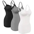 Angelhood Maternity Nursing Tank Tops for Breastfeeding,Womens Nursing Maternity Cami Built in Bra Sleep Bra Pack of 3