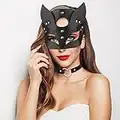 Hifot 2 Stück Catwoman Maske, Herz Choker Halsband, Catwoman Kostüm Damen, Venezianische Maske Damen, Maskenball Augenmaske Sexy Fuchs Katzen Halloween Maske für Karneval Party Cosplay Maskerade