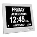 YCOO [Newest Version] Dementia Clock,8 Inches Calendar Date Clock,Memory Loss Day Clock Extra Large Non-Abbreviated Day & Month Digital Clock