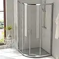 Mampara Ducha SEMICIRCULAR curva corredera - EstiloBaño® MIAMI - 2 Fijos y 2 Puertas correderas- TRANSPARENTE 4 hojas cristal templado - medidas 80x80 radio 500 (intervalo 78,5-80 x 78,5-80)