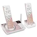 AT&T CL82257 DECT 6.0 2-Handset Cordless Phone for Home with Answering Machine, Call Blocking, Caller ID Announcer, Intercom and Long Range, Rose Gold