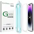 amFilm OneTouch Glass Screen Protector Compatible for iPhone 14 Pro 6.1 Inch 2022, Easiest Installation, Dynamic Island Compatible, Bubble Free and Full Coverage Case Friendly, Tempered Glass, 2 Pack