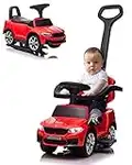 VOLTZ TOYS Push Car for Kids, Licensed M5 4-in-1 Push Pedal Ride on Car for Baby, Foot to Floor Sliding Slider Ride-on Car with Push Bar, Leather Seat, LED Lights, Horn, Foot Rest and Rocking Chair Rails(RED)