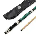 Jonny 8 Ball Harwdood 4 Piece Adjustable Snooker Pool Cue and Padded Soft Case with 4 x 11mm Screw Tips (Green)