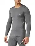 MEETYOO Homme Tee Shirt Compression Homme Manche Longue, Baselayer Maillot Running Vetement Fitness pour Sports Jo Chemise, Gris-2., L EU