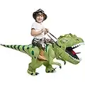 One Casa Inflatable Dinosaur Costume Riding T Rex Air Blow up Funny Fancy Dress Party Halloween Costume for Kids 4-6 Yrs