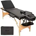 TecTake Lightweight Portable Massage Table Folding Therapy Beauty 3 Zones + Bag (Black | No. 401466)