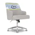 Serta Leighton Home Office Chair with Memory Foam, Height-Adjustable Desk Accent Chair with Chrome-Finished Stainless-Steel Base, Twill Fabric, Light Gray