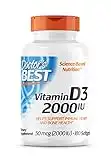 Doctor's Best, Vitamina D3, 2.000IU, Deposito di 2 Giorni, 180 Capsule, Testato in Laboratorio, Senza Glutine, Senza Soia