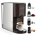 KOTLIE Espresso 4 in1 Coffee Machine for Nespresso Original/Dolce Gusto/Ground/ESE Capsule Coffee Machine, 19 Bar Automatic Nespresso Compatible Capsule Machine (Brown)