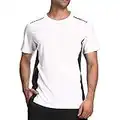 Men's Sports T-Shirt,Short Sleeve Gym top,Moisture Wicking Quick Dry Stretch Tee Breathable Clothing for Running Training Marathon Workout Athletic Base Comfortable Layers Shirts White