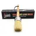 Brietis Chalk and Wax Paint Brush - 2-inch Round Soft Boar Natural Bristles, Thick Durable DIY Furniture, Art Crafts Milk Paintbrushes, Water-Based, Reusable, Lightweight, Smooth, No Shedding, Décor