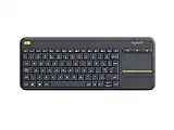 Logitech K400 Teclado Táctil Inalámbrico Plus para TV con un Control Multimedia y Panel Táctil, Disposición QWERTY Inglés Reino Unido - Negro