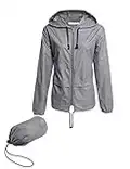 Avoogue Raincoat for Women Lightweight Waterproof Travel Rain Jackets Packable Outdoor Hooded Windbreaker Rain Poncho(Grey M)