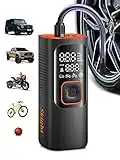 Skight Tire Inflator Portable Air Compressor - Powerful 160PSI & 2X Faster Tire Inflator, Accurate Pressure LCD Display, Cordless Easy Operation - Portable Air Pump for Car, Motorcycle, E-Bike, Ball