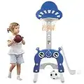 Basketball Hoop for Kids 4 in 1 Sports Activity Center Grow-to-Pro Adjustable Easy Score Basketball Hoop Football / Soccer Goal Golf Game Ring Toss Best Gift for 3+ Years Kid Baby Infant Toddlers (blue)