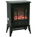 Homcom Cheminée électrique poêle Style rétro 1000-2000 W Simulation Flammes LED Porte Noir