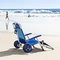 2-in-1 Beach Day Folding Lounge Chair & Cargo Cart Blue - Sunbathing Sun Chair with Lock Tanning Chair, Portable, Lightweight, Lounger for Patio Collapsible with All-Terrain Wheels